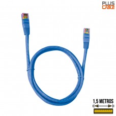 Cabo de Rede LAN Ethernet Cat5E Azul 1,5m Patch Cord PC-ETHU15BL Plus Cable